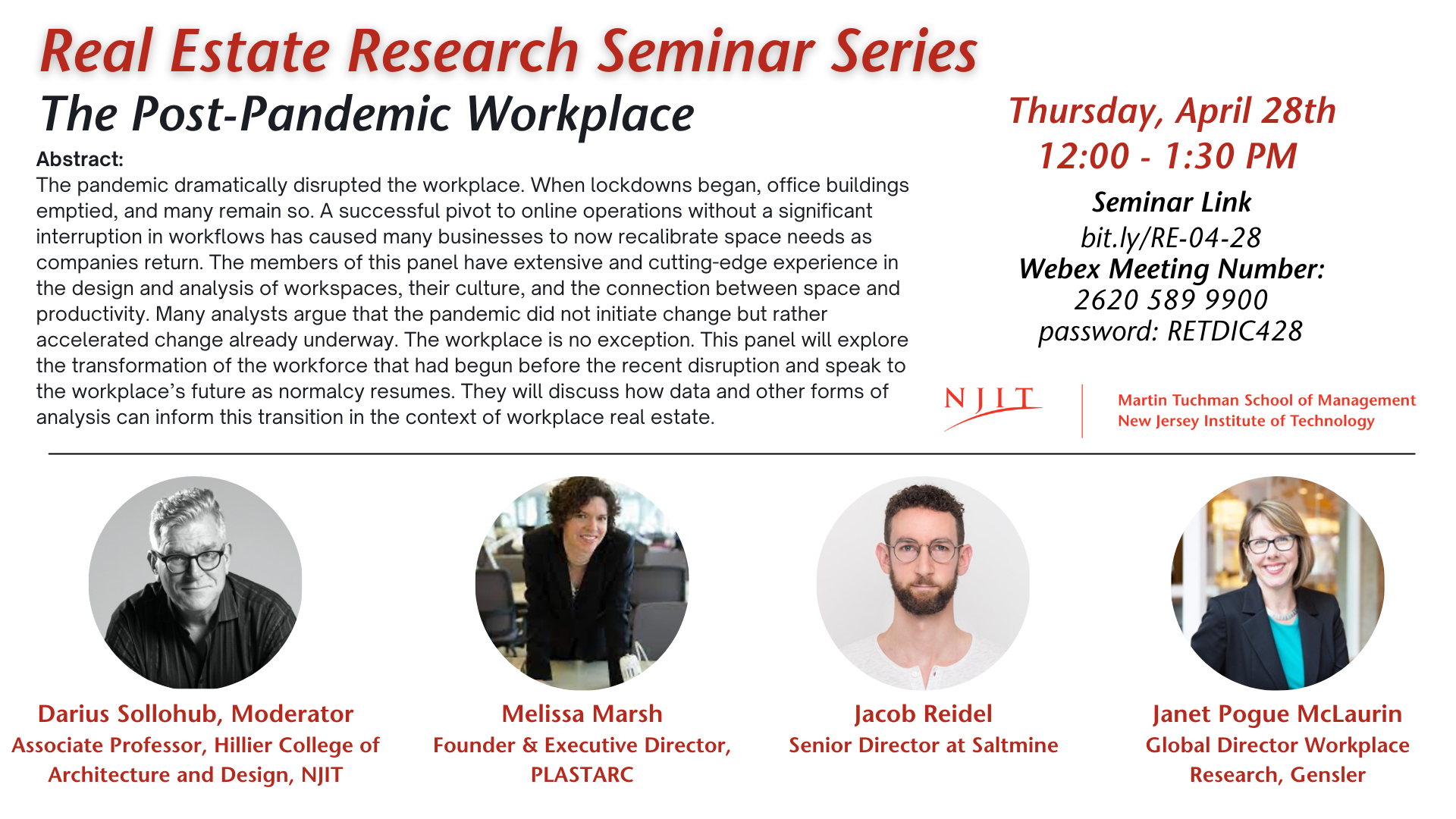 Real Estate Research Seminar Series Martin Tuchman School of Management